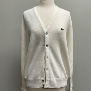 Vintage Lacoste Cream Colored cardigan Size Med.